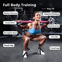 Entraîneur de Yoga Portable, Kit de barre de Pilates, exercice de Fitness, bâton de Pilates réglable, bande de résistance avec sangle de pied