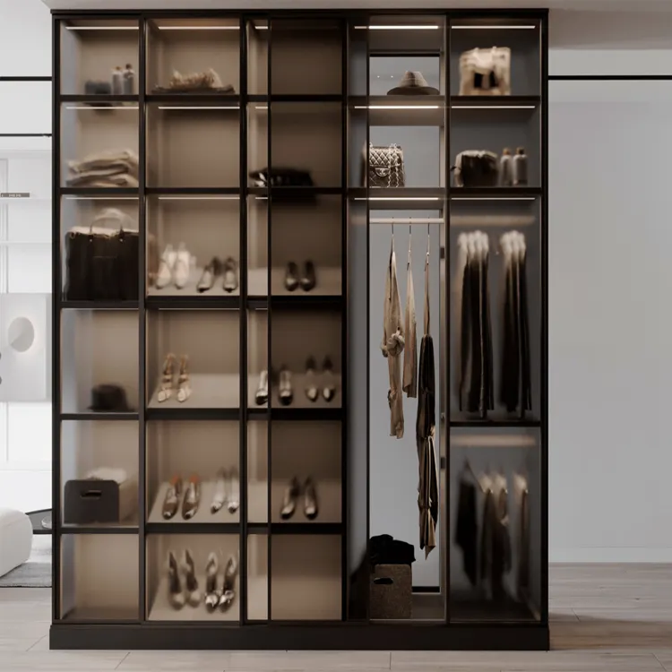 customize glass door walk in closet cabinet wardrobe bedroom storage with glass