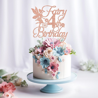 Fee 4. Geburtstags torte Topper Girls Vierte Geburtstags feier Dekorationen Alles Gute zum Geburtstag Kuchen Dekor für Baby Shower Party