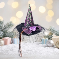Nouvel arrivage Halloween Chapeau de sorcière Cosplay Accessoire de déguisement noir Chapeaux de sorcier non naturables Décor de fête de haute qualité