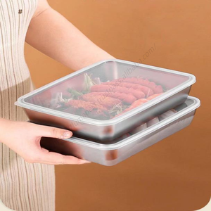 Plateau de service multifonctionnel en acier inoxydable Syh1066 avec couvercle en silicone pour la conservation des aliments, idéal pour la restauration (vente en gros) - Product Image 3