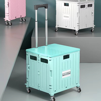 Chariot de courses pliable et repliable, boîte portable à roulettes, chariot à main, chariot de courses pliable, chariot utilitaire avec couvercle et porte-gobelet
