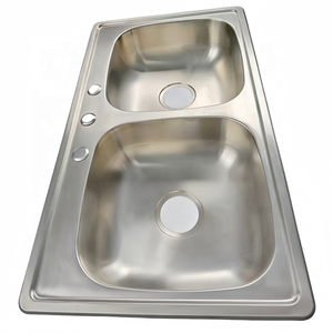 Lavello da <span class=keywords><strong>Cucina</strong></span> in Acciaio Inox dal Design Classico con Doppia Vasca, Dimensioni 840mm*480mm - Product Image 1