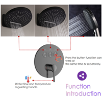 Ensemble de douche haut de gamme pour projets hôteliers et villas, mitigeur de douche dissimulé en laiton 3 voies, finition PVD gris anthracite, avec fonctions pluie et cascade