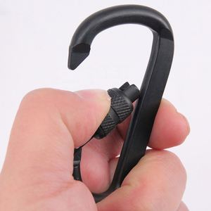 Custom Logo Black Durable Safety <b>Spring</b> Hook Screw Gate Aluminum D Shaped Carabiner <b>Clips</b> for Promotional Giveaway - Product Image 3