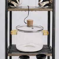 Casserole en verre borosilicate haute résistance, compatible avec les plaques de cuisson, 1,5 L, transparente, avec couvercle et doubles poignées, pour la cuisine domestique et la préparation des aliments