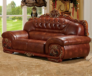 New Transitional Royal Leather Sectional <b>Sofa</b> Set with Solid <b>Wood</b> <b>Frame</b> Double-sided Carved Design for Apartment Living Room - Product Image 6