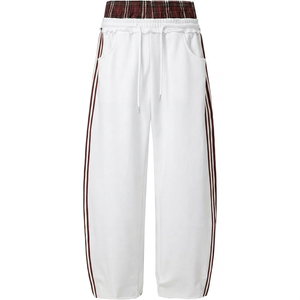 <b>Men</b> 100% Cotton Mid Waist Terry <b>Wide</b> <b>Leg</b> Sweatpants Baggy <b>Trousers</b> Elastic Loose Fit Track Pants Custom Logo Casual Streetwear - Product Image 1