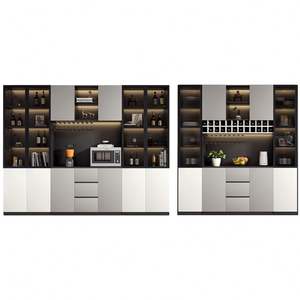 Buffet de cuisine moderne de luxe avec dessus en marbre, 4 portes, meuble de rangement pour vin, pour salle à manger - Product Image 1