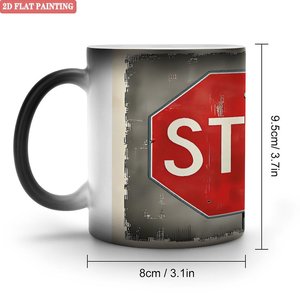 Mug personnalisé noir givré 11oz en céramique, tasse à sublimation magique changeant de couleur à la chaleur - Product Image 1