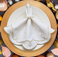 Napperons et serviettes brodés faits main en coton et lin avec dentelle, pour restaurants haut de gamme, hôtels et cuisines