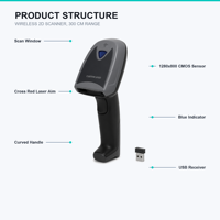 Scanner de codes-barres 2D sans fil 1280x800 CMOS USB 2.4G Bluetooth Cross Laser 1cm-300cm X-18394