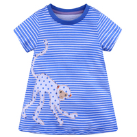 Robes d'été pour filles, vêtements pour enfants de 1 à 4 ans, col rond, décontracté, en coton, manches courtes, longueur aux genoux, dessin animé