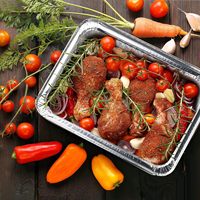 Conteneur rectangulaire en aluminium de haute qualité avec couvercle en papier, jetable, résistant au four, qualité alimentaire, capacité de 2450 ml, pour utilisation au barbecue