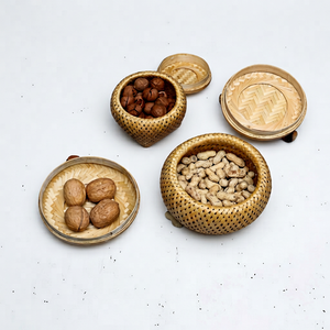 Handmade Natural Woven Circle Bamboo Eco-Friendly Durable Food-Safe Multifunction Storage <b>Basket</b> Lid Tea Candy <b>Gift</b> Box Directly - Product Image 1