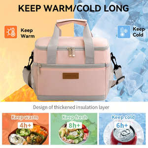 Sac à déjeuner isotherme en polyester imperméable de haute qualité avec fermeture éclair portable - Product Image 2