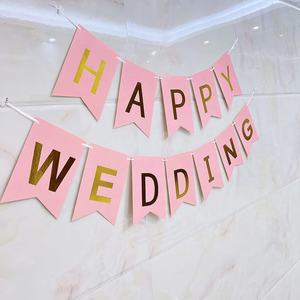 מסיבת חתונת אספקת דקור רק נשוי נייר זר גבתון באנרים דגלי חתונה שמחה באנר - Product Image 2