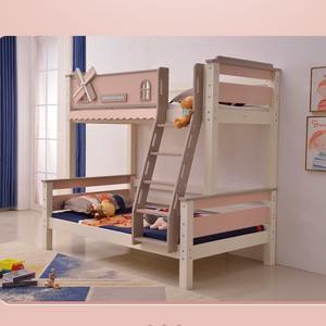 Litera Infantil de Madera Doble sobre Doble con Tobogán y Almacenamiento, Estilo Moderno de Princesa para Niñas - Product Image 3