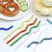 Pailles en verre ondulé en vrac, transparentes, colorées, réutilisables, écologiques, en verre borosilicate transparent 8 mm