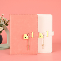 Fabrication en gros de carnets de notes en cuir PU avec cadenas en forme de cœur, journaux avec cadenas en forme de cœur