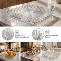 Plateau de service carré en verre massif, minimaliste et durable, plateau à fruits en verre transparent, plateau à desserts et à collations, décoration de table pour la maison et les mariages, fabrication en usine