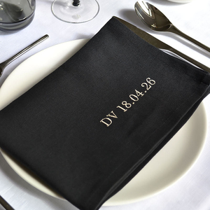 Serviettes de table en coton et lin brodées sur mesure en gros pour les acheteurs de services de location pour banquets de mariage et événements - Product Image 1