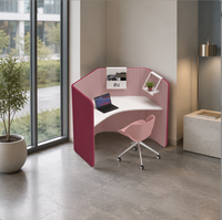 Cloisons de bureau insonorisées en bois et tissu, avec bureau intégré, pour bureau et étude, fabriquées par le fabricant.