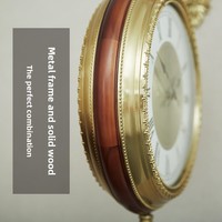 Jam Dinding Mekanik Besi Mewah Prancis Dua Sisi Motif Bunga Gantung Vintage Bingkai Kayu Dua Sisi Ruang Tamu Pintu Masuk