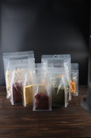 Sacs d'emballage en plastique transparent givré imprimé en gros, pour aliments, bonbons, noix, bijoux, cadeaux, avec soufflet latéral et fermeture éclair