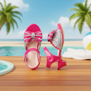 OZKIZ Korean Fashion Kids Heeled <b>Sandals</b> Open Toe with <b>Bow</b> Decoration Solid Pattern for 2-6 Years Summer Wear Wholesale - Product Image 3