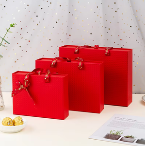 Boîte cadeau portable à tiroir coulissant en papier avec texture gaufrée, boîte rigide pour emballage de cadeaux de mariage, d'anniversaire ou de Saint-Valentin - Product Image 6