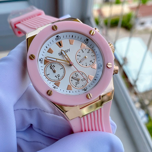 <span class=keywords><strong>GUESS</strong></span> GW0030L3 นาฬิกาโครโนกราฟสุดหรูสำหรับสุภาพสตรีหน้าปัดอะนาล็อกสีขาวโรสตัวเรือนสแตนเลสสายซิลิโคนควอตซ์ 50 ม - Product Image 3