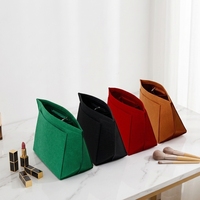 Sac de maquillage en feutre portable, multi-tailles, coloré, durable, avec poche zippée, pour rangement de voyage, OEM ODM, respectueux de l'environnement
