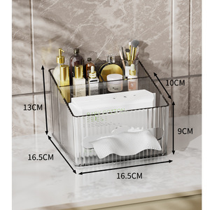 Organisateur de bureau en acrylique, boîte de rangement rectangulaire en plastique PET transparent à plusieurs compartiments pour le bureau, le maquillage et les cosmétiques - Product Image 3