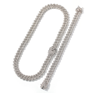 Collar y Pulsera de Aleación de Zinc con Incrustaciones de 12 mm para Hombre, Joyería Hip Hop Moderna y Económica, Cadena de Eslabones Color Oro Miami - Product Image 6