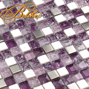 <span class=keywords><strong>Piastrelle</strong></span> in Mosaico di Vetro Stile Moderno Belike, Decorazione Murale Viola Affascinante, 300x300mm Quadrate per <span class=keywords><strong>Cucina</strong></span> e Bagno - Product Image 5