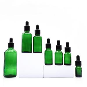 Gran oferta, lujosos Frascos cuentagotas de vidrio de Color verde, capacidad de 5ml a 100ml para el cuidado de la piel, almacenamiento de crema, recipientes de vidrio de forma redonda - Product Image 3