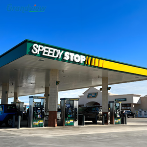 Structure métallique en acier pour auvent de station-service avec éclairage LED et pompe à carburant - Product Image 3