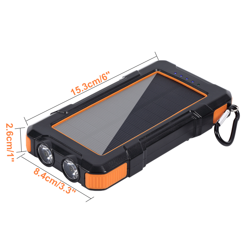 Портативный внешний аккумулятор на солнечной батарее с 2-мя USB-портами, 20000 мАч