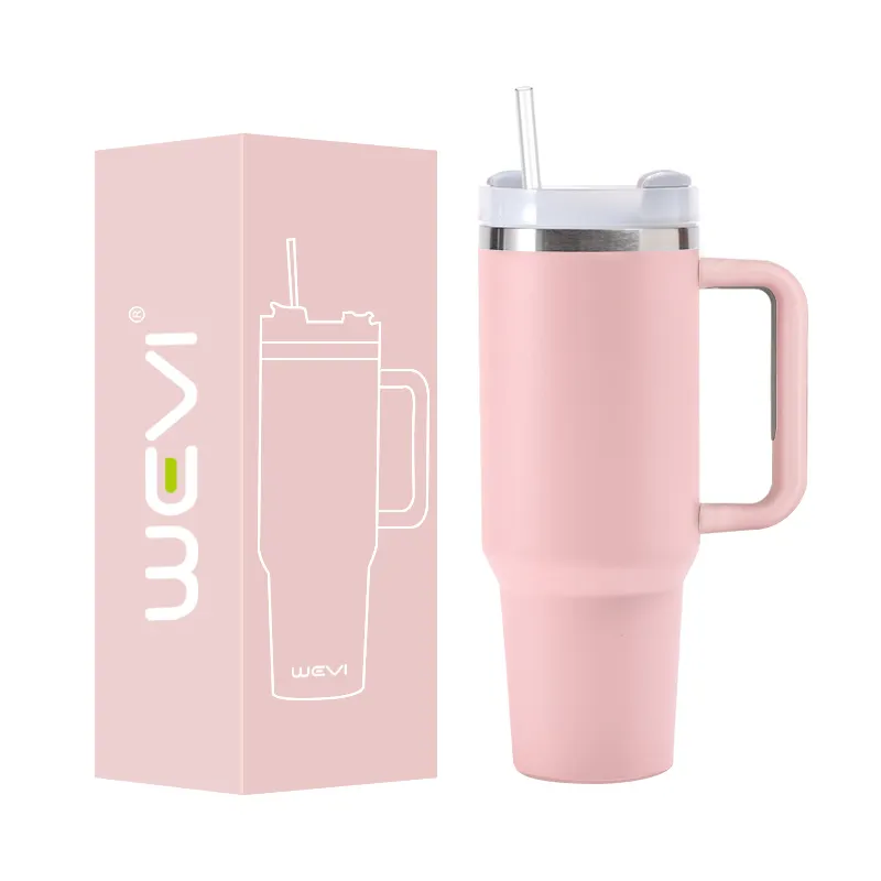 WeVi mug perjalanan baja tahan karat 40 oz, tumbler ukir logo 40 oz dengan tangan