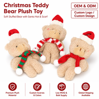Ensemble de peluches ours en peluche de Noël, trois styles, bonnet de Père Noël, écharpe tricotée, poupée en peluche, OEM ODM, vente en gros personnalisée