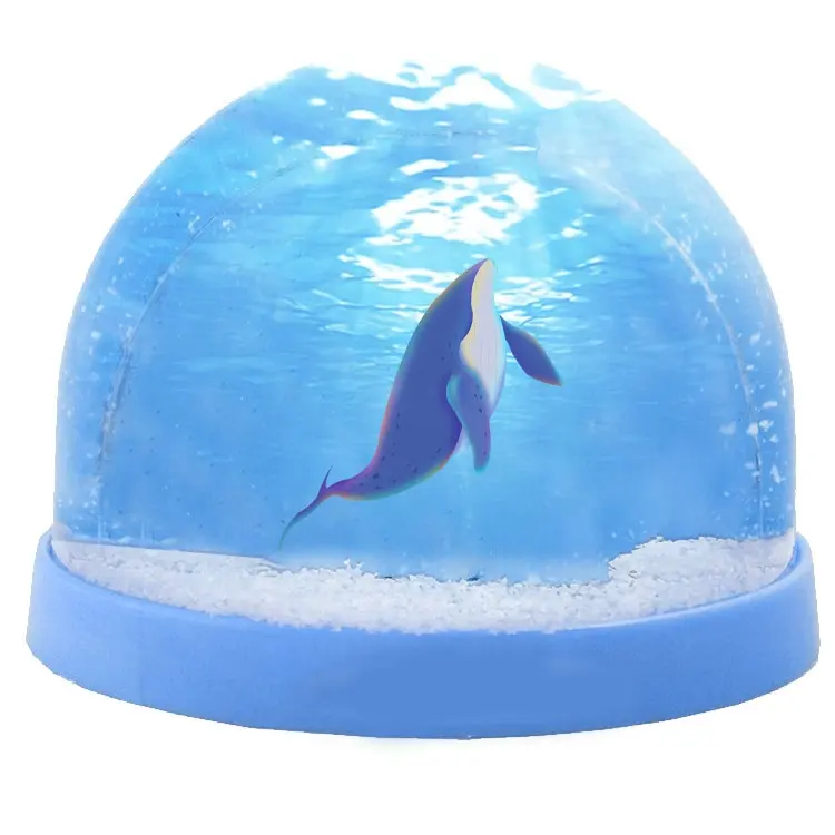 Cúpula de neve de plástico PS Globo de neve artificial personalizado com paisagem/bola de neve de desenho animado cartões impressos de plástico para decoração de casa