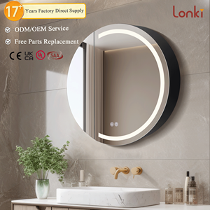 Armadietto Portamedicinali Rotondo in Acciaio Nero 60CM, Mobile da <span class=keywords><strong>Bagno</strong></span> con Specchio - Product Image 5