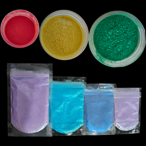 Serie di Pigmenti in Polvere di Mica Perlescente Colorata: Blu, Verde, Rosso, Giallo, Viola - Product Image 1