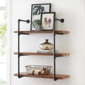 Étagères murales en métal noir rustique industriel pour chambre, salon, cuisine – Supports de rangement DIY pour la maison - Product Image 1