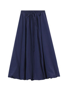 Jupe midi ample à taille haute verte pour femmes, nouvelle jupe longue décontractée de style coréen pour l'automne, polyvalente, style A - Product Image 1