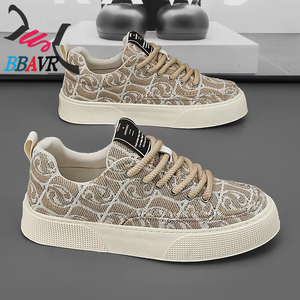 Zapatos de Lona para Hombre, Estampados y Bordados, Estilo Deportivo, Superficie de Tela, Suela Gruesa, Zapatos Casuales de Moda - Product Image 4