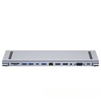 Base de Conexión para Laptop con 12 Puertos, Doble HD, MST, USB HUB, 12 en 1, de Aleación de Aluminio, con PD 100W