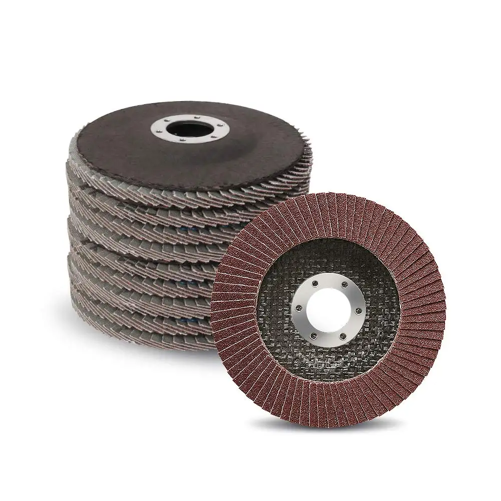 Hoge Kwaliteit Rode Aluminium Oxide Flap Wiel Flap Disc Grit 40-120 Met Sterke Glasvezel Backing Type 27