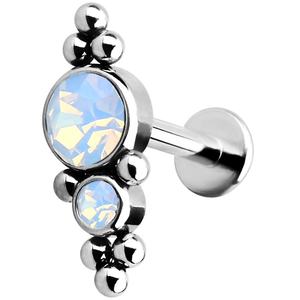 Piercing Labret en Acier Inoxydable 316L avec Pierre Opale et Zircon Cubique 16G pour Tragus, Hélix, Cartilage - Clou d'Oreille et Piercing Corporel - Product Image 2